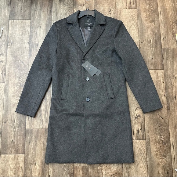 shaquille o'neal Long Length Coat Wool Blend Men’s Size LT Charcoal Gray